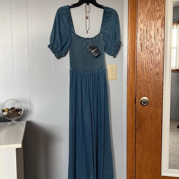 Forever 21 denim wide leg jumpsuit - Picture 2 of 4